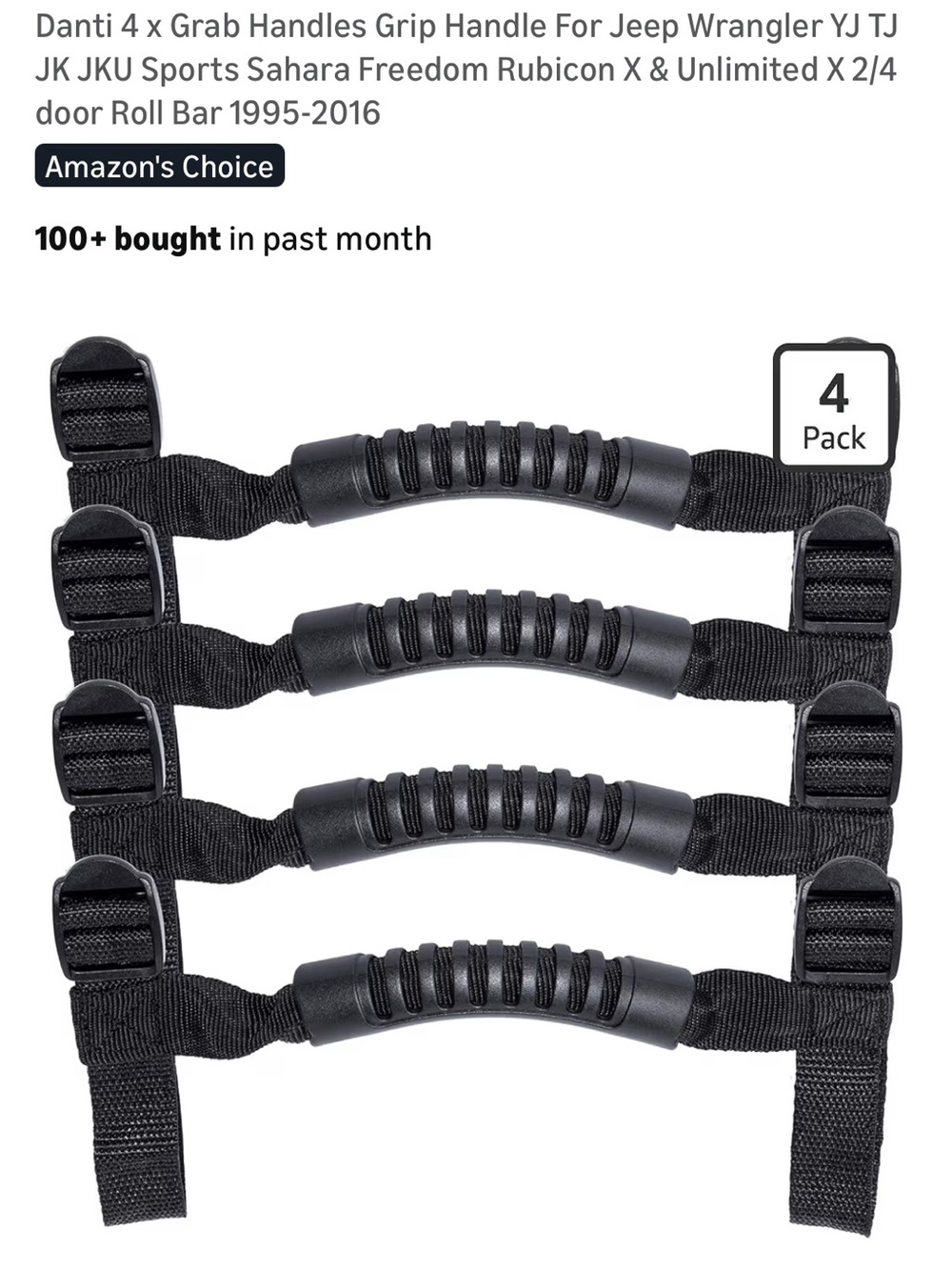 5/$15! Universal Black Jeep Grab Handles - 4 Pack + extras!